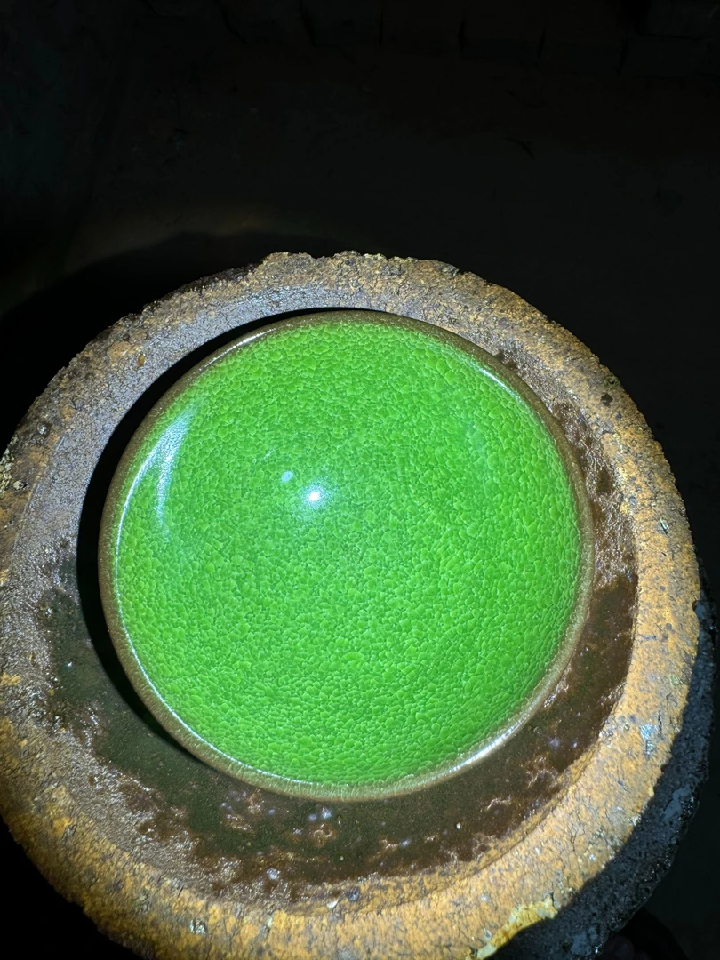 高端手工茶盏  绿冰裂