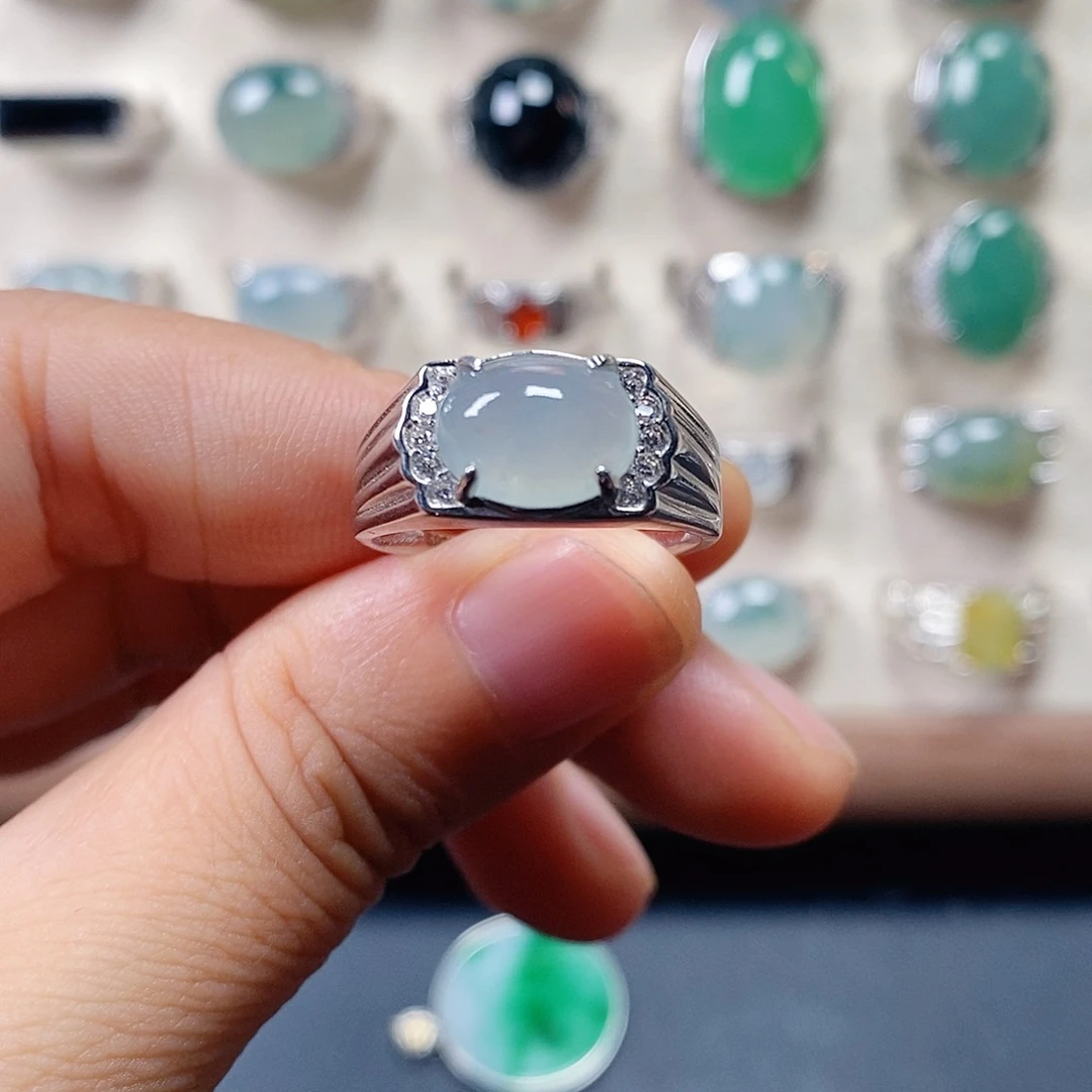 翡翠银S925镶嵌戒指