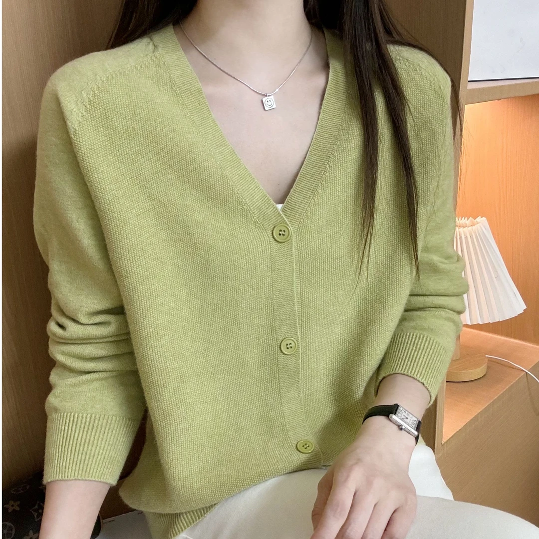 391#小香风长袖针织衫显瘦时尚百搭v领开衫2 17