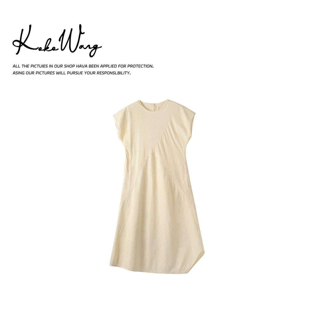 KOKOWANG设计感立体裁剪拼接显瘦落肩袖百搭连衣裙525705D14Q41