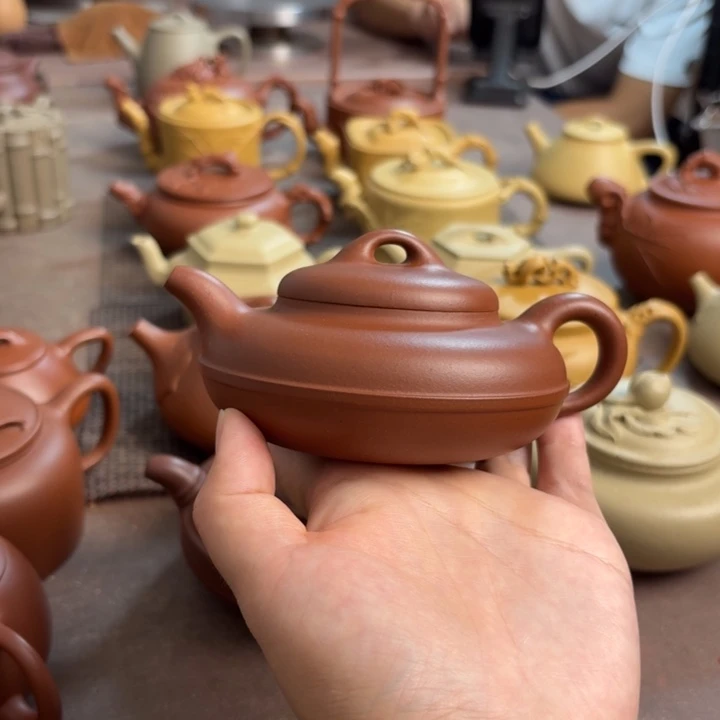 茶壶紫砂红皮龙线园
