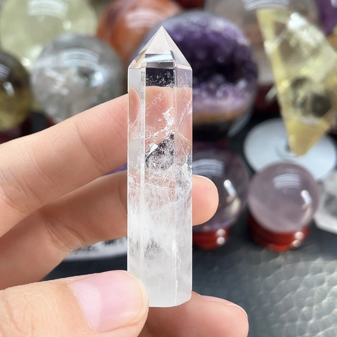 未镶嵌发晶珠宝半成品37蓝针柱