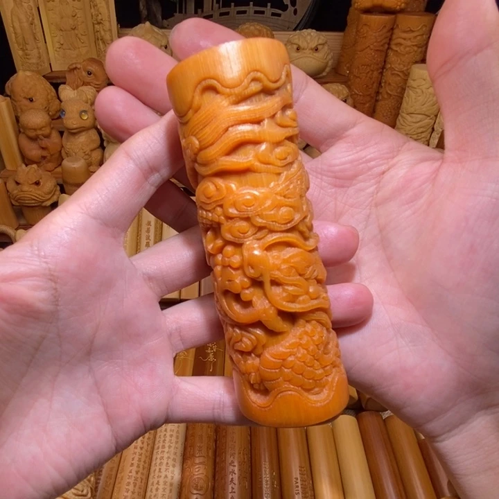 竹竹雕盘龙柱，玉华料