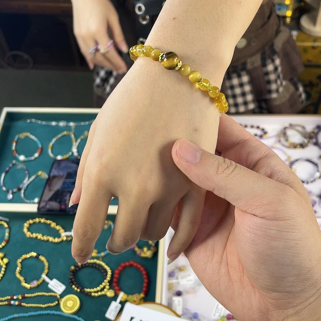 水晶手链银S925镀金镶嵌