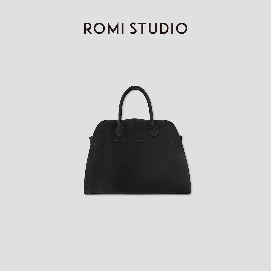 ROMI STUDIO“复古甄选”绒面羊皮磨毛大容量手提托特包 444NS020