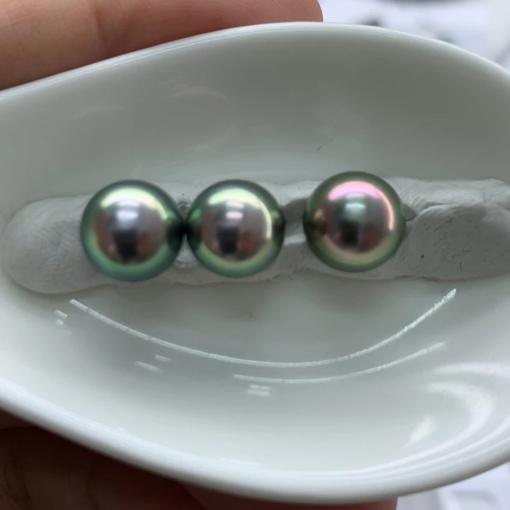 海水珍珠裸珠孔雀绿炫彩 安安