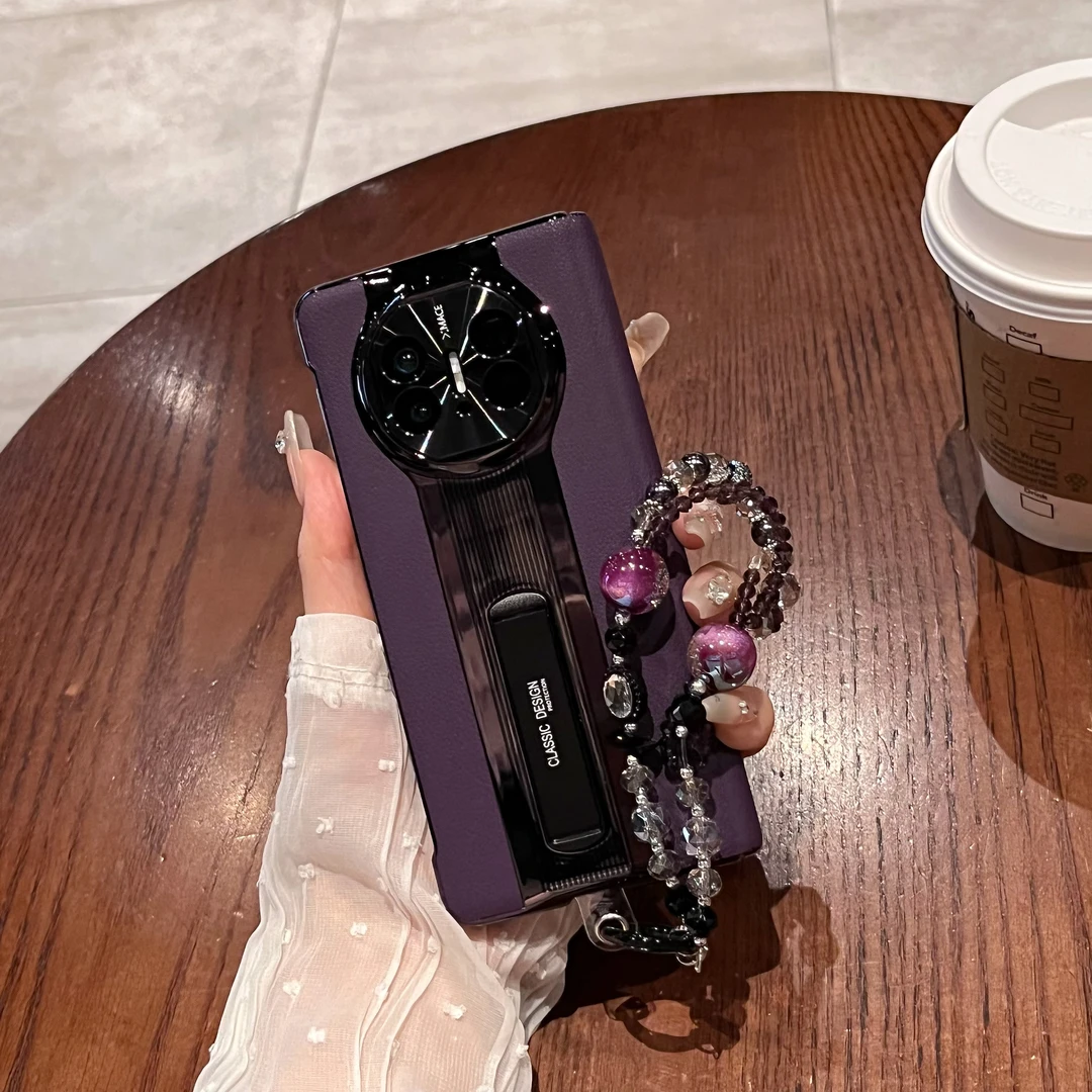 适用华为matex6折叠手机壳matex5真皮保时捷支架全包铰链壳膜一体