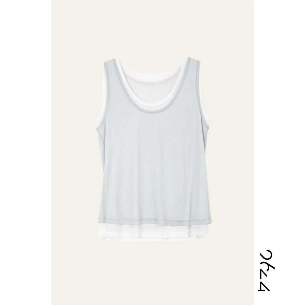 【白开水】100天丝假两件叠穿超凉爽！极简女装背心91036