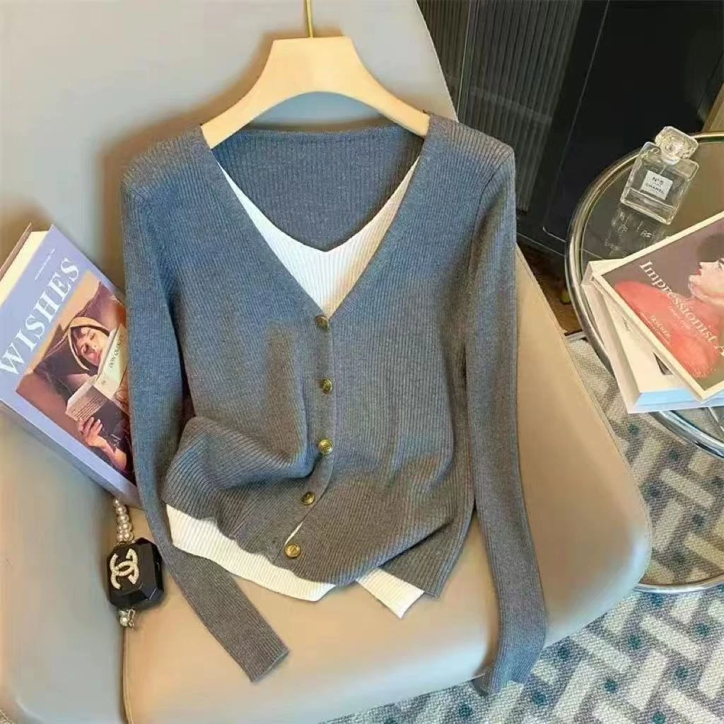 假两件开衫外套H65