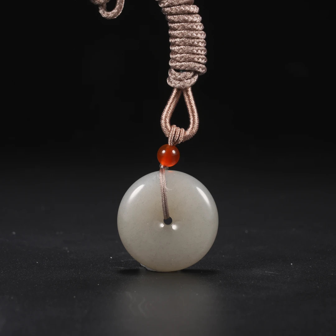 lot44和田玉于田料青花挂件平安扣