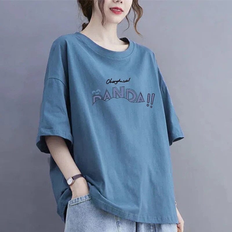 洋气休闲宽松遮肚子五分袖宽松上衣2025夏季新款大码女装T恤上衣