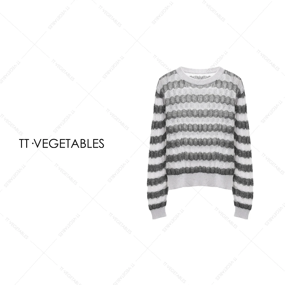 TT・VEGETABLES【序白】禾丰  时尚毛衣针织衫百搭长袖上衣521558