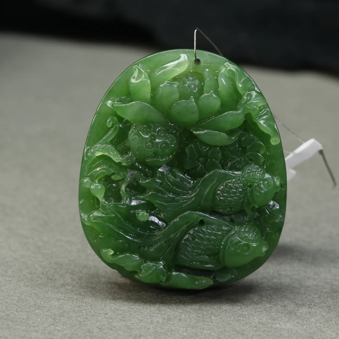 22和田玉俄七碧玉荷塘月色/300366上海嘉禾拍卖