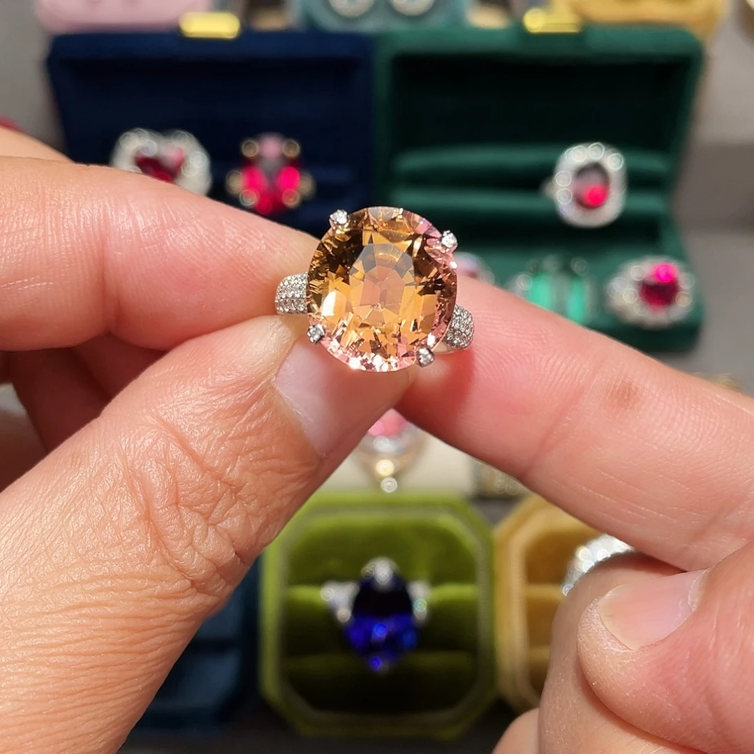 碧玺18K金镶嵌戒指11.41ct