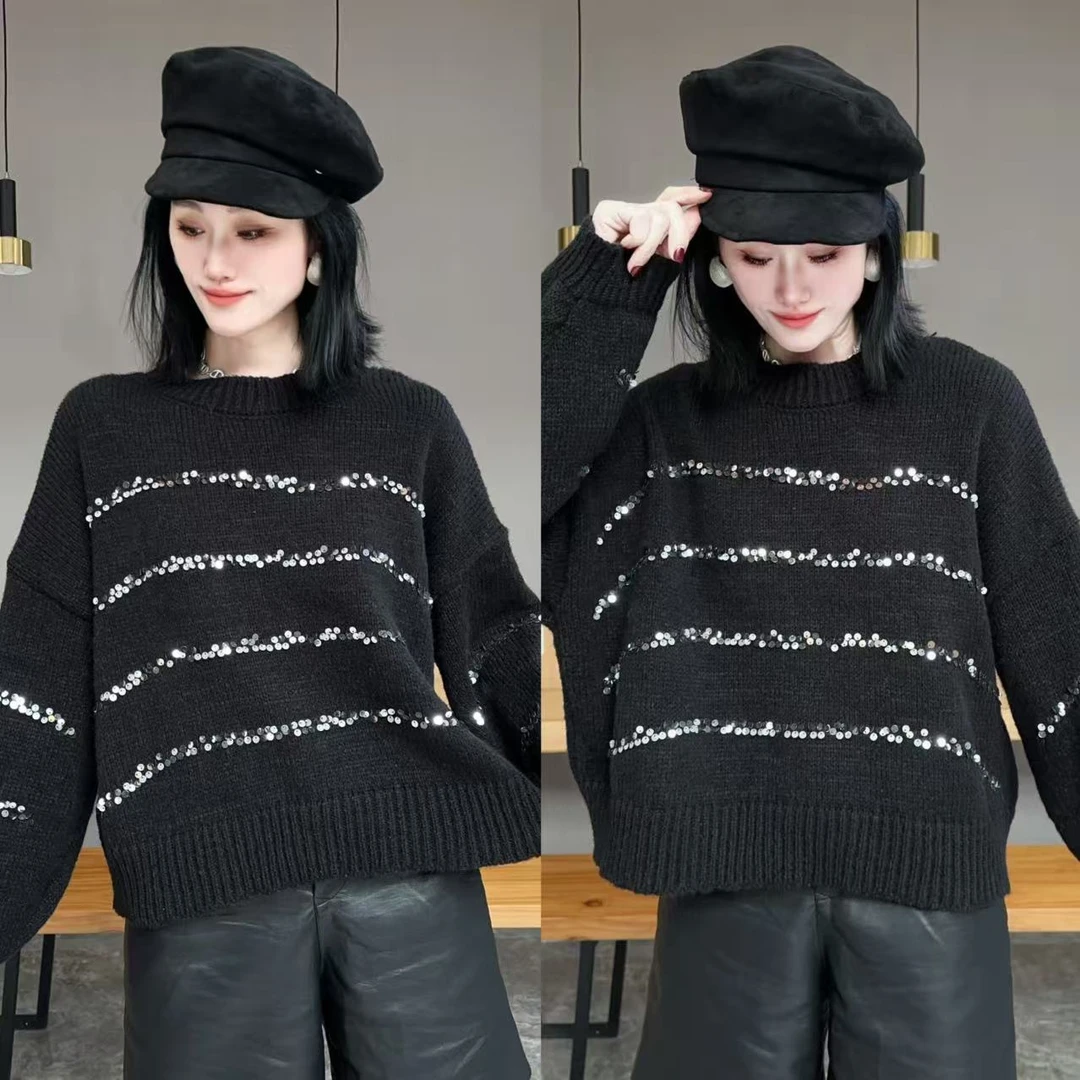 【YJ·原创】2025冬季新款设计感宽松百搭显瘦加厚高弹毛衣女YY3729