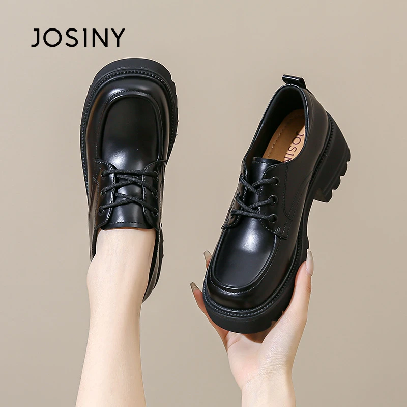 卓诗尼2025新款乐福鞋英伦风秋季高跟爱心厚底乐福鞋平底鞋子女鞋