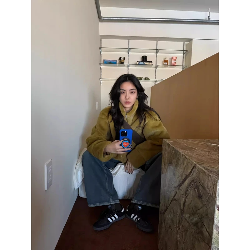 【清】NO退换ONEXH·IN choose u2024冬季加绒加厚阔腿牛仔裤长裤