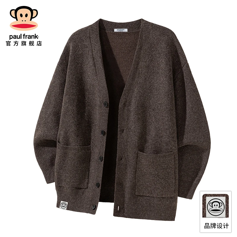 PaulFrank/大嘴猴日系复古开衫毛衣男秋冬新款宽松休闲针织衫外套