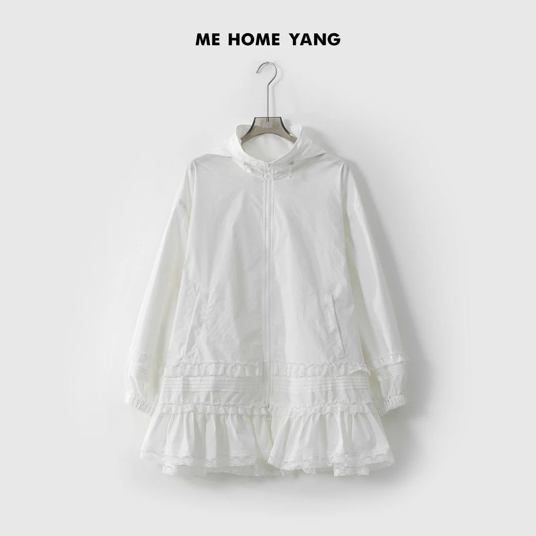 ME【花蕾连帽防晒衣】重工荷叶刺绣遮肉显瘦时尚百搭外套MESS1211