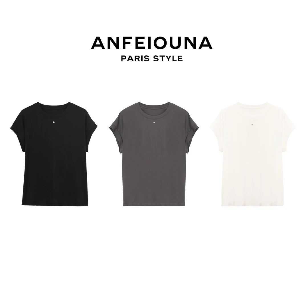 2025新款十字螺纹舒适纯色气质款飞飞袖T恤衫女士3499