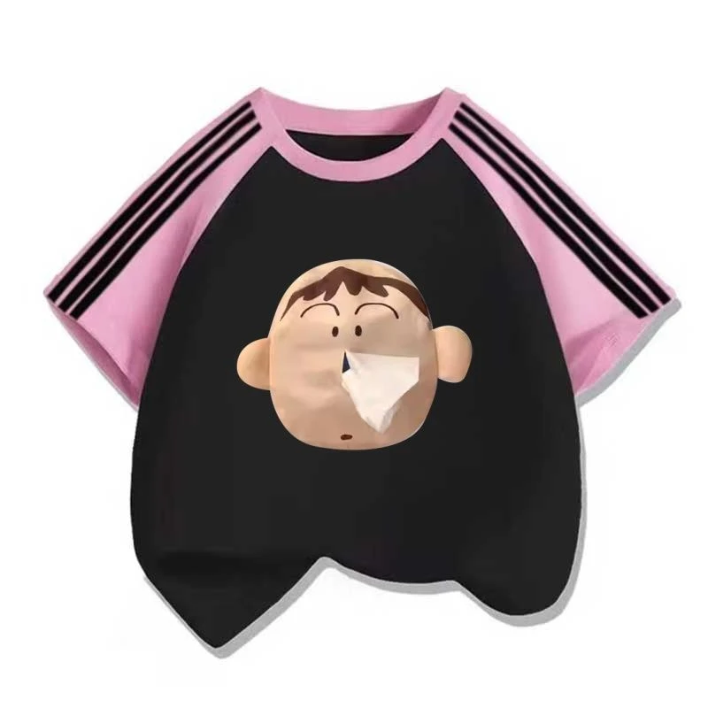 阿呆抽纸t桖流鼻涕纸巾亲子装宽松儿童纯棉丑鱼短袖T桖夏季新款