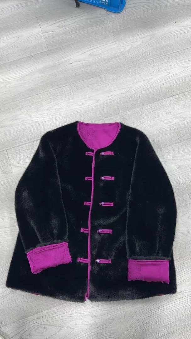 8812耐磨上衣纯色冬季新中式秋冬大衣短外套女装中国风