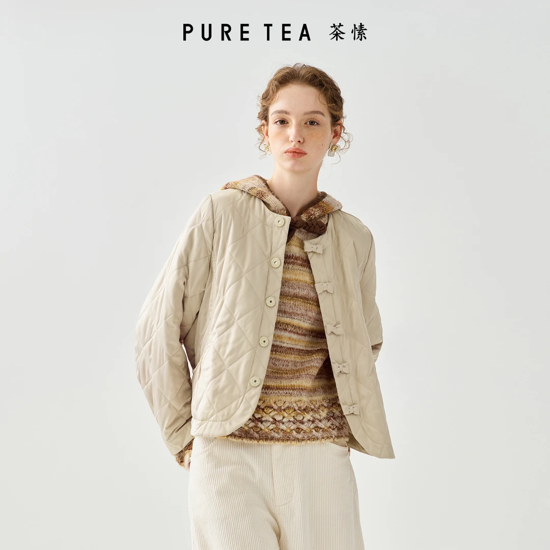 puretea茶愫中式扭绳盘扣圆领短款轻盈外套女KW0102D31