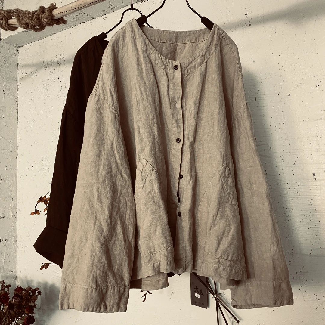 小楊推荐 高品质老亚麻开衫 长约65胸围132