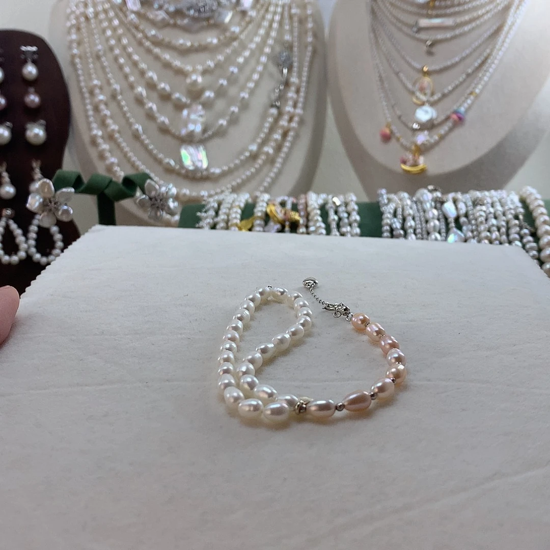 淡水珍珠银S925镶嵌手绳