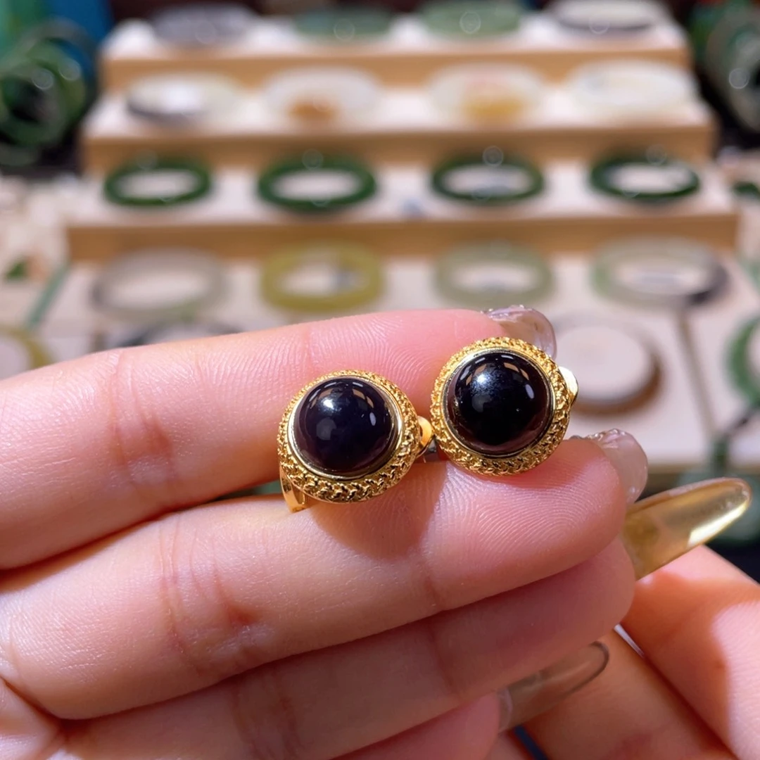 和田玉皇家紫耳扣银S925镶嵌