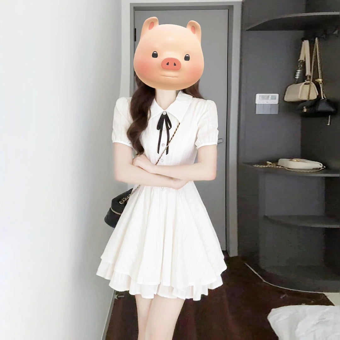 法式白色衬衫连衣裙子女2025夏季新爆款巨好看小个子气质收腰短裙