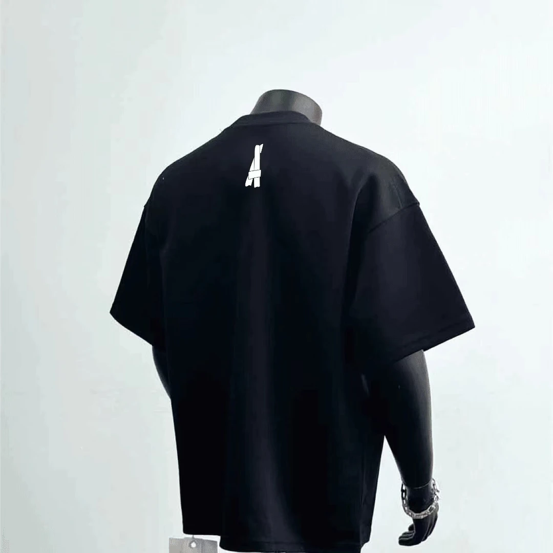 2025夏季新款重磅柔软舒适t恤美式潮牌设计字母印花黑色T1191