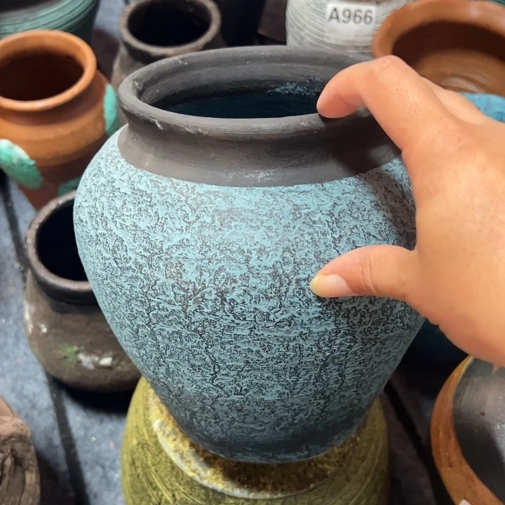 蓝色坛子默认打孔微瑕高20口14