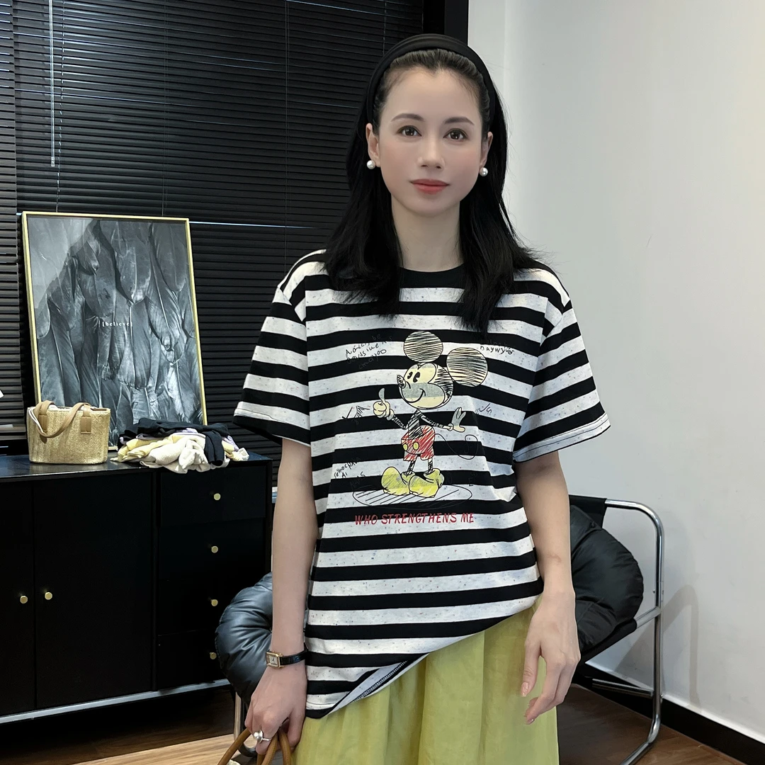 【Si&华严选】韩系减龄小众卡通米奇印花设计圆领百搭休闲体恤8819