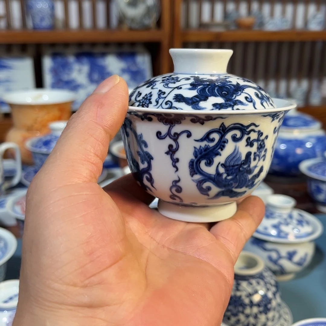錡镇堂手工手绘盖碗