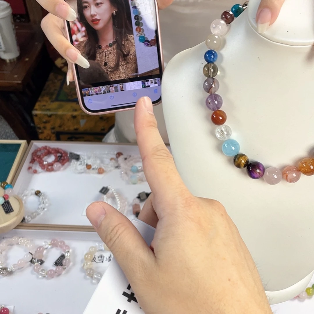 水晶手链银S925镀金镶嵌