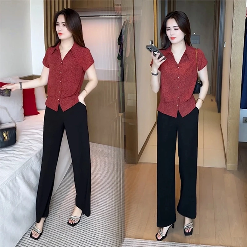 2025夏季短袖新款穿搭衬衫休闲时尚洋气气质显瘦减龄女神上衣高腰