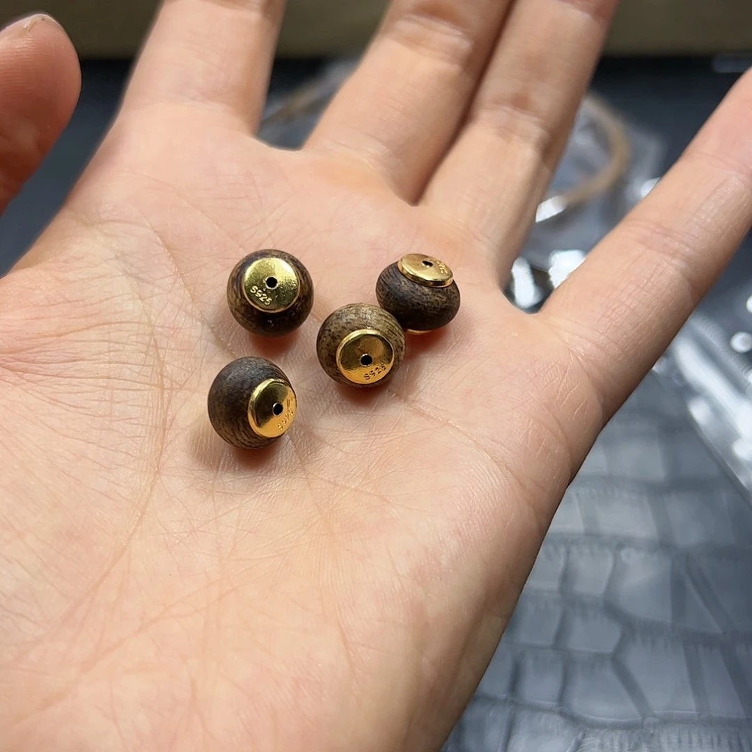 烟晶手链银S925镶嵌沉香配珠X000
