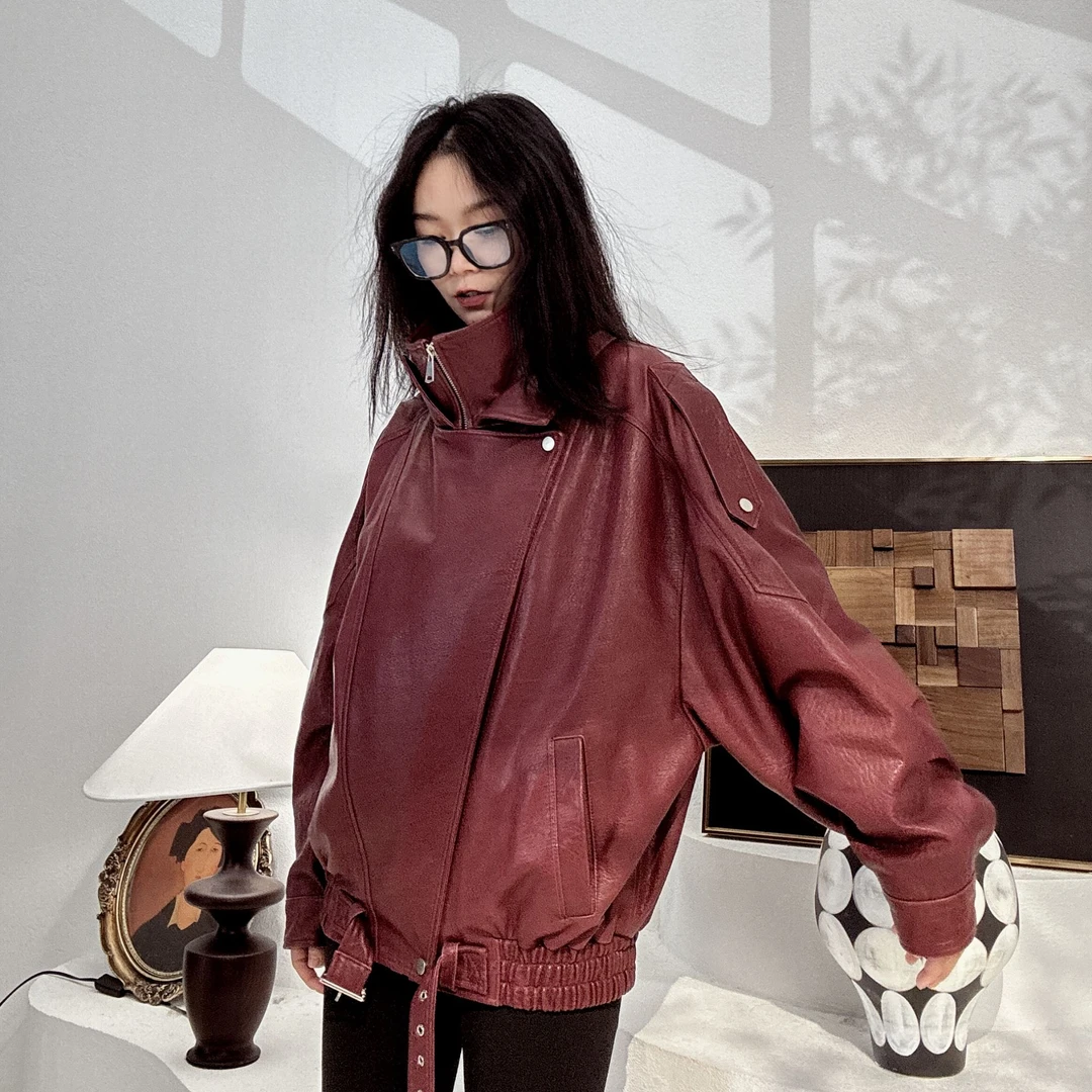 ZIKUO/紫阔高端羊皮泡皮自然纹非压制纹纯天然高端皮料原版女皮衣
