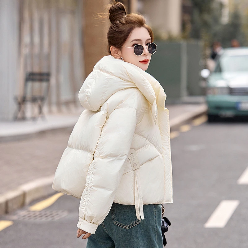 短款羽绒服女装秋冬新款2024小个子韩系白鸭绒面包服加厚保暖外套