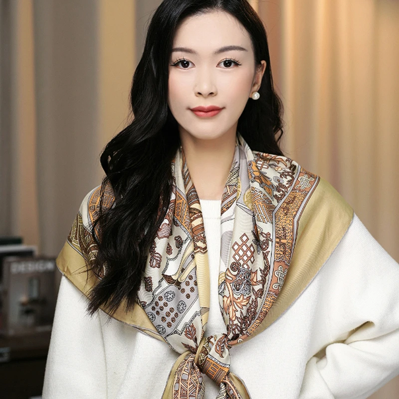 【盛世】丝巾女秋冬围脖护颈洋气2025新款时尚百搭方巾桑蚕丝围巾