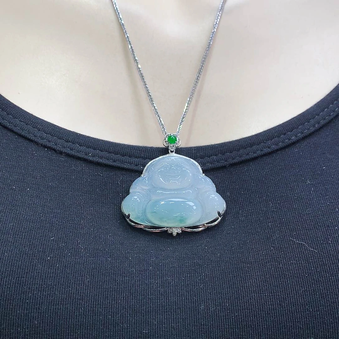 翡翠颈饰18K金镶嵌佛公