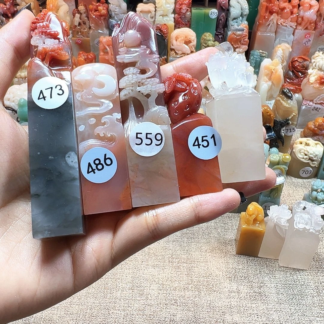 绿***花寿山石印石寿山石雕刻
