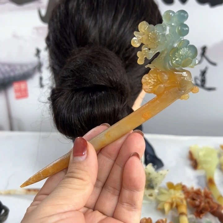 定制蛇纹石玉毛货发饰