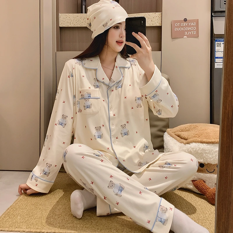 【带帽-纯棉】月子服春秋冬季产前产后孕妇哺乳睡衣产妇家居服套装