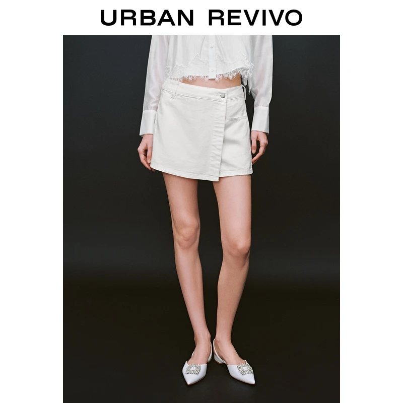 UR2025夏季新款女装简约纯色百搭双襟休闲短裤UWM850147