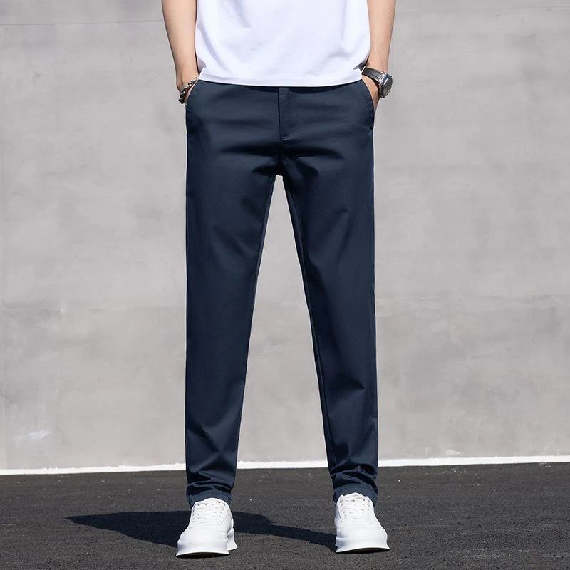 2025夏季爆款休闲裤夏季男士轻商务冰丝长裤长裤修身裤子休闲风