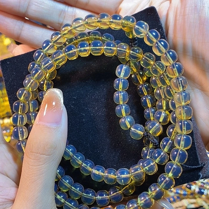 蓝珀未镶嵌珠宝奇石墨西哥蓝珀老型佛珠7