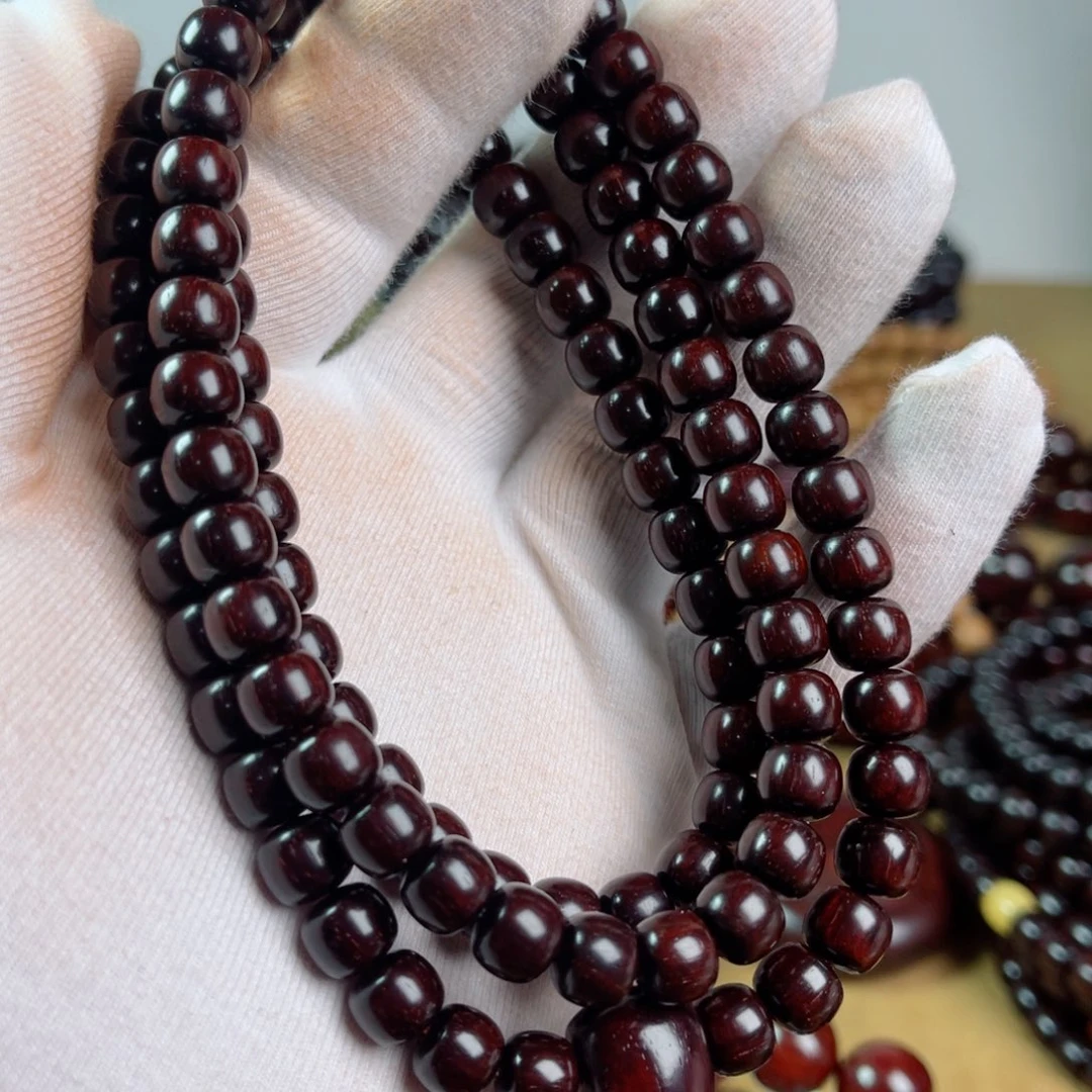 小叶紫檀手串/手链7/8老型高油润精磨工艺同料三通