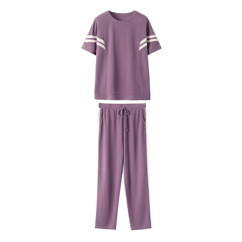 丹思慕夏季新款大码女装时尚拼接休闲夏季运动百搭显瘦套装ZB5872